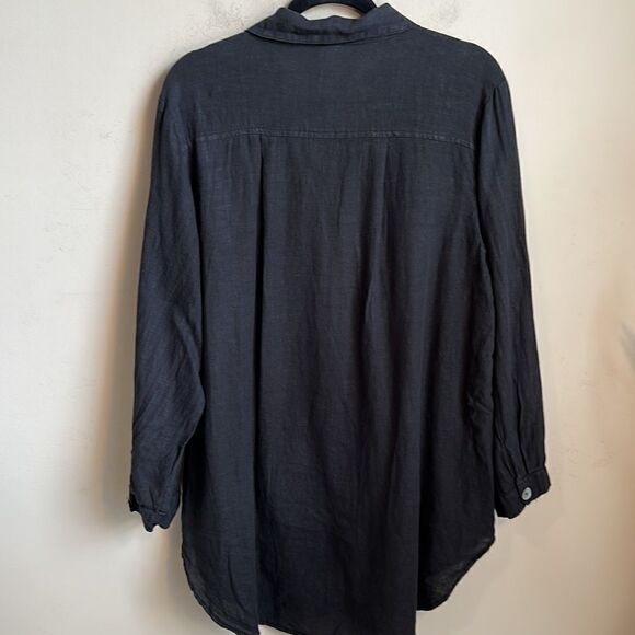 Camille & Co Black Linen Tunic Top M - Picture 3 of 5